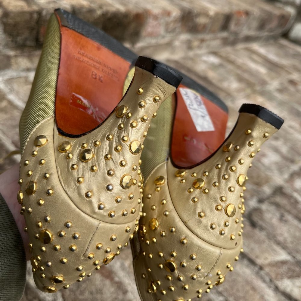 Fantasy Collection Women's Heels Gold Studded Lace Up Ballroom NWOB Size 8.5 - Picture 11 of 11